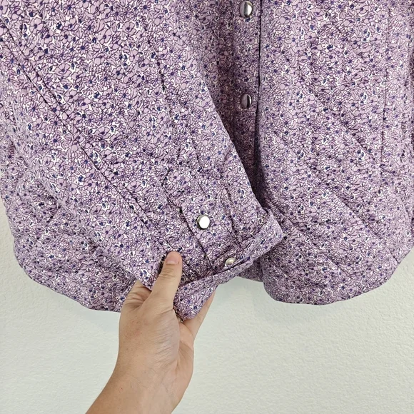 J. Crew Quilted Cotton shirt-jacket Grandma Chic Cottagecore floral Lavender 2XL